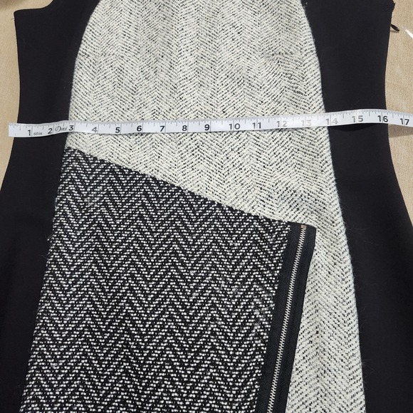 Desigual Black White Asymmetrical Wool Blend Mixed Print Sheath Dress Sz 40 US 8 Desigual Black White Asymmetrical Wool Blend Mixed Print Sheath Dress Sz 40 US 8
